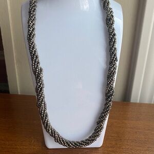 Vintage Twisted Silver Bead Necklace